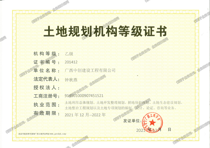 中創(chuàng)公司-2022年度土地規(guī)劃等級證書_副本
