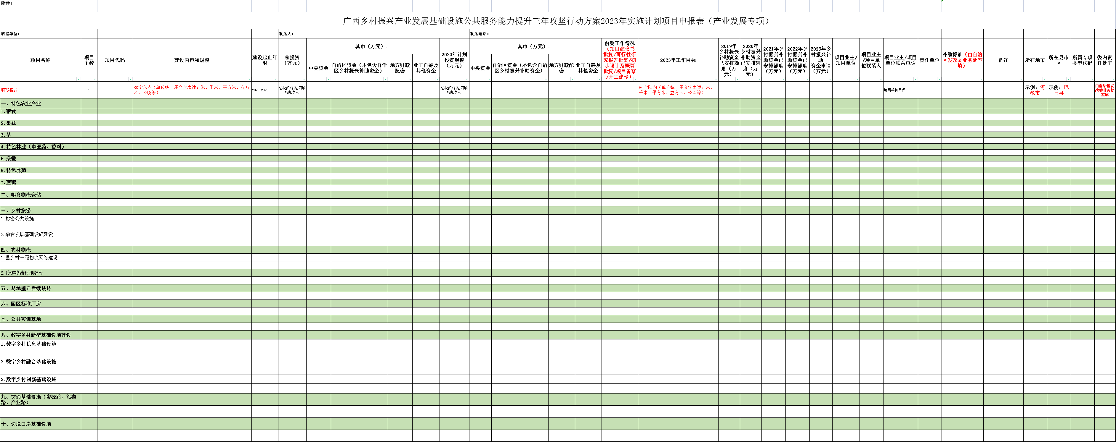 廣西鄉(xiāng)村振興產(chǎn)業(yè)發(fā)展基礎(chǔ)設(shè)施公共服務(wù)能力提升三年攻堅(jiān)行動方案2023年實(shí)施計(jì)劃項(xiàng)目申報(bào)表（產(chǎn)業(yè)發(fā)展專項(xiàng)）